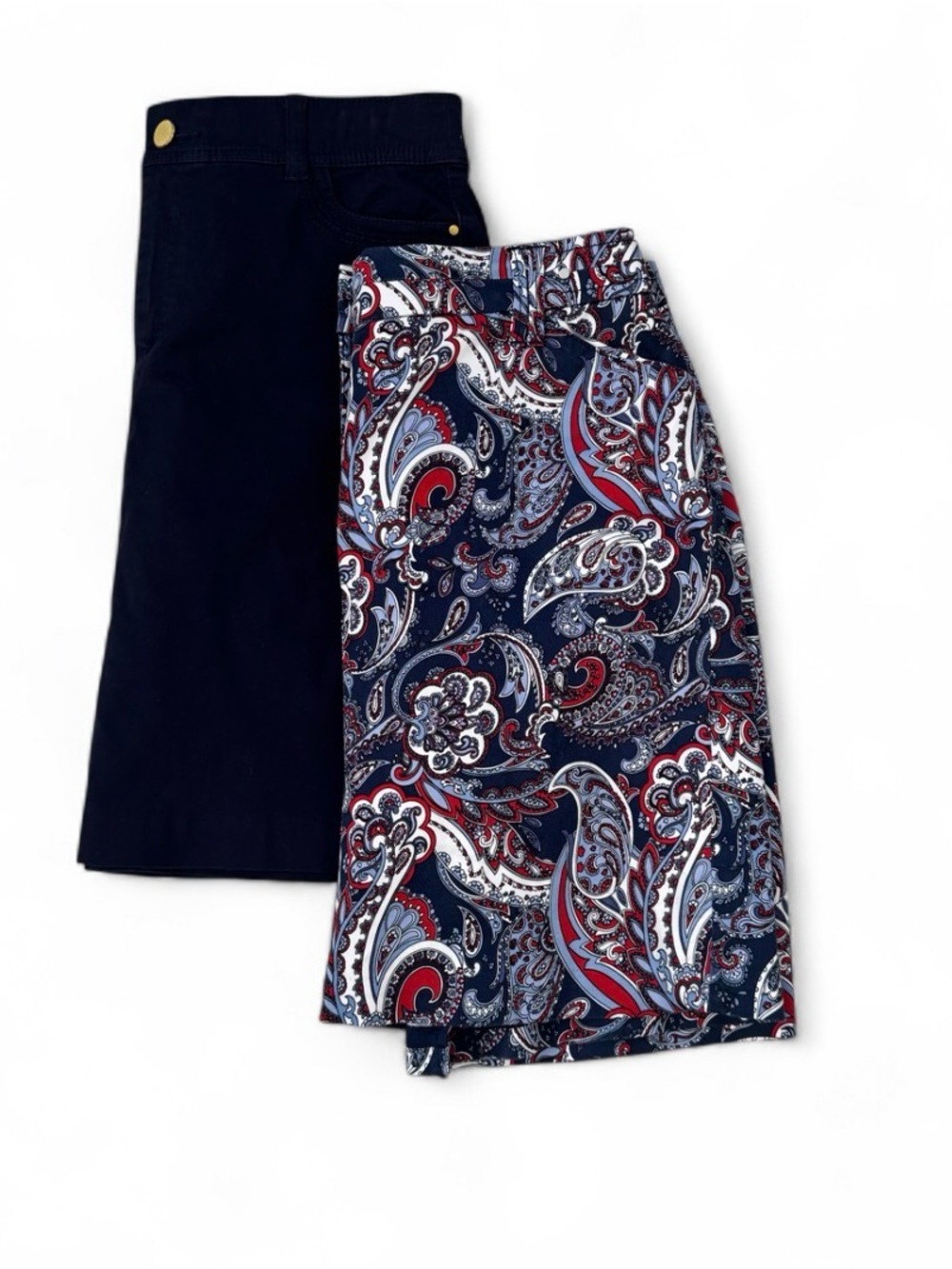 Lot of 2 Charter Club Skort Women 4 Navy Blue Solid Paisley Print Golf Tennis